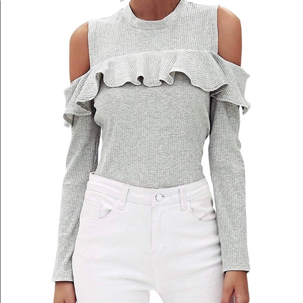 Cold Shoulder Ruffle Sweater